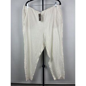 J. Jill Love Linen White Pull On Elastic Waist‎ Casual Pants Size XLP Pockets